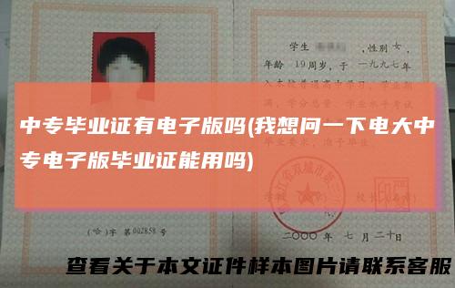 中专毕业证有电子版吗(我想问一下电大中专电子版毕业证能用吗)