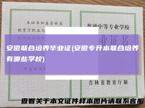 安徽联合培养毕业证(安徽专升本联合培养有哪些学校)
