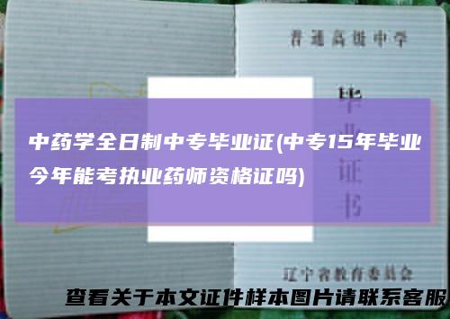 中药学全日制中专毕业证(中专15年毕业今年能考执业药师资格证吗)