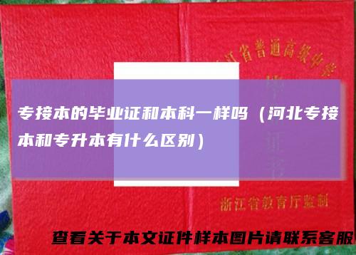专接本的毕业证和本科一样吗(河北专接本和专升本有什么区别)