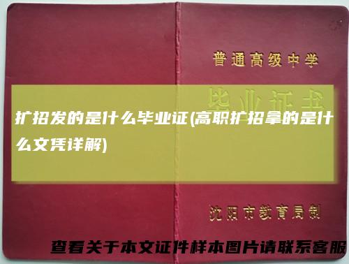 扩招发的是什么毕业证(高职扩招拿的是什么文凭详解)