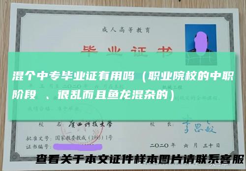 混个中专毕业证有用吗（职业院校的中职阶段、很乱而且鱼龙混杂的）