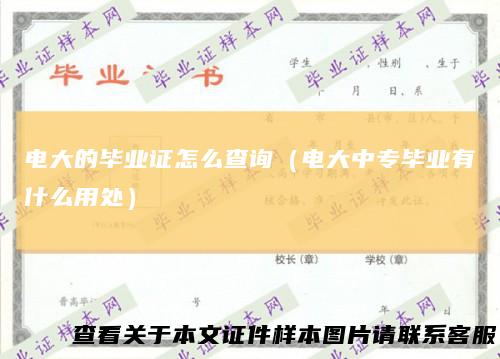 电大的毕业证怎么查询(电大中专毕业有什么用处)
