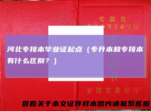 河北专接本毕业证起点（专升本和专接本有什么区别？）