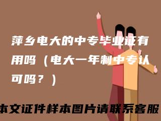 萍乡电大的中专毕业证有用吗（电大一年制中专认可吗？）