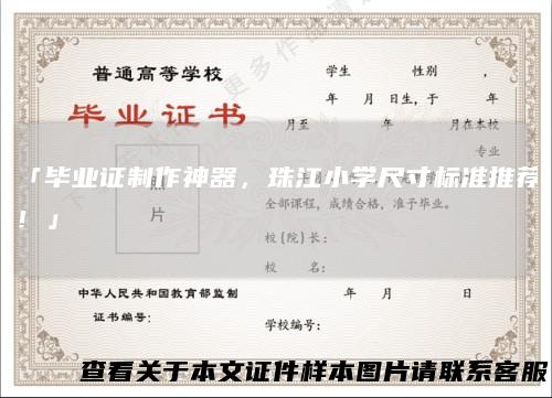 「毕业证制作神器，珠江小学尺寸标准推荐！」