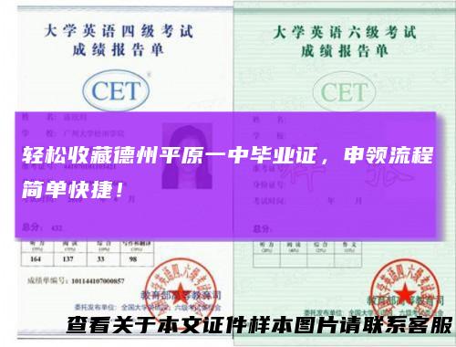 轻松收藏德州平原一中毕业证，申领流程简单快捷！