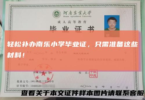 轻松补办南乐小学毕业证，只需准备这些材料！