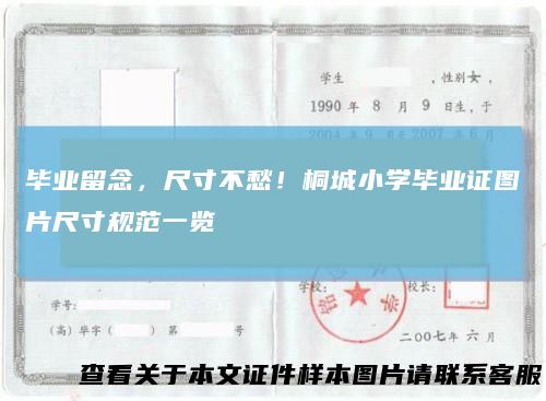 毕业留念，尺寸不愁！桐城小学毕业证图片尺寸规范一览