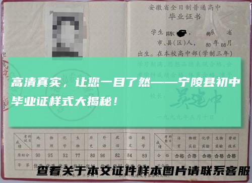 高清真实,让您一目了然——宁陵县初中毕业证样式大揭秘!