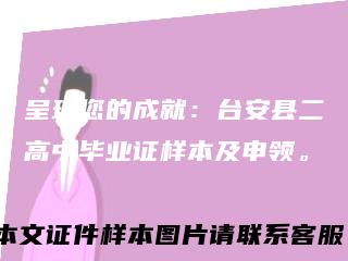呈现您的成就:台安县二高中毕业证样本及申领。