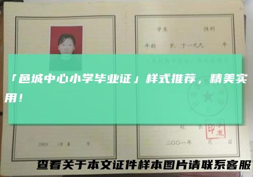 「邑城中心小学毕业证」样式推荐,精美实用!