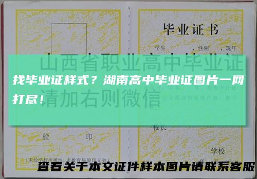 找毕业证样式?湖南高中毕业证图片一网打尽!