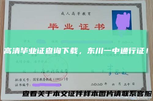 高清毕业证查询下载，东川一中通行证！