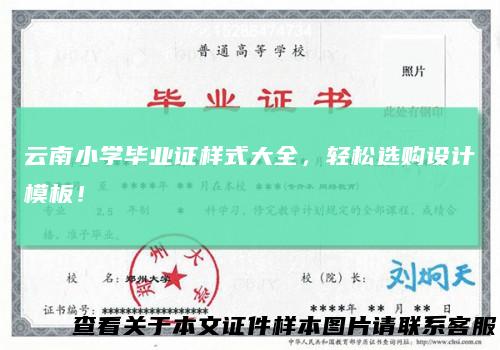 云南小学毕业证样式大全,轻松选购设计模板!