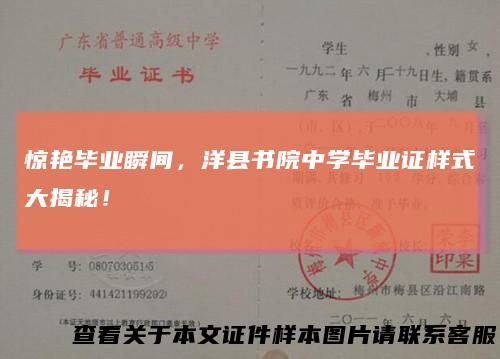 惊艳毕业瞬间，洋县书院中学毕业证样式大揭秘！