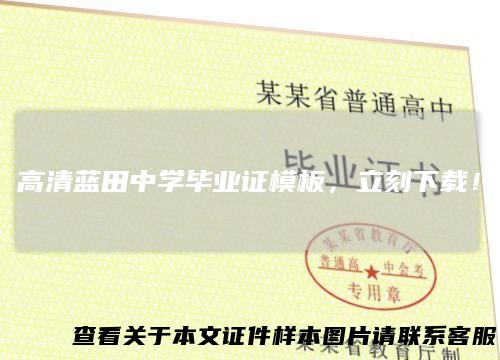 高清蓝田中学毕业证模板,立刻下载!