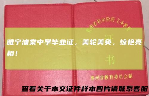 睢宁浦棠中学毕业证，美轮美奂，惊艳亮相！