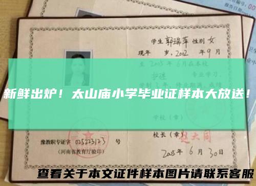 新鲜出炉!太山庙小学毕业证样本大放送!