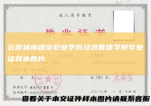 云南城市建设职业学院经济管理学院毕业证样本图片