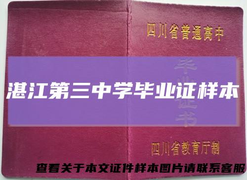 湛江第三中学毕业证样本