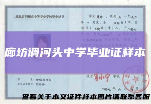 廊坊调河头中学毕业证样本