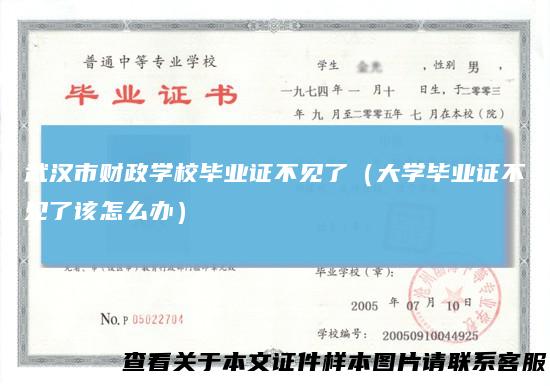 武汉市财政学校毕业证不见了(大学毕业证不见了该怎么办)