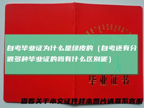 自考毕业证为什么是绿皮的(自考还有分很多种毕业证的吗有什么区别呢)