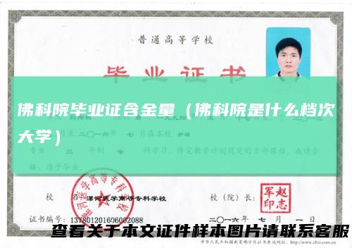 佛科院毕业证含金量（佛科院是什么档次大学）