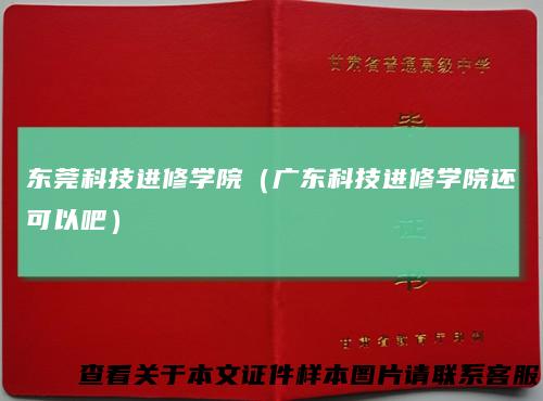 东莞科技进修学院（广东科技进修学院还可以吧）