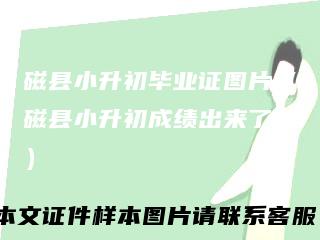磁县小升初毕业证图片（磁县小升初成绩出来了吗）
