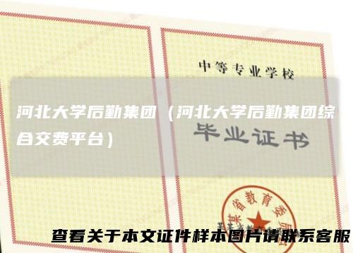 河北大学后勤集团(河北大学后勤集团综合交费平台)