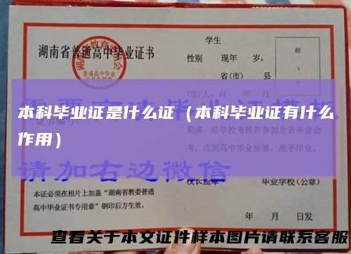 本科毕业证是什么证（本科毕业证有什么作用）