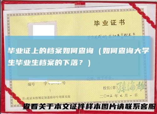 毕业证上的档案如何查询（如何查询大学生毕业生档案的下落？）