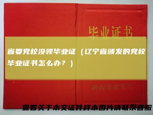 省委党校没领毕业证(辽宁省颁发的党校毕业证书怎么办?)