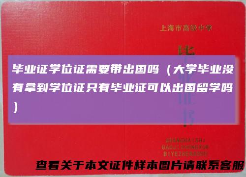 毕业证学位证需要带出国吗(大学毕业没有拿到学位证只有毕业证可以出国留学吗)