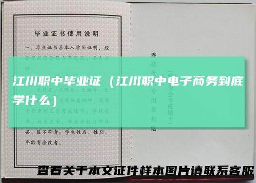 江川职中毕业证(江川职中电子商务到底学什么)