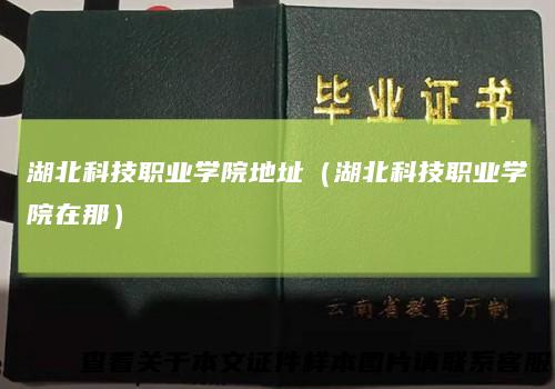 湖北科技职业学院地址(湖北科技职业学院在那)