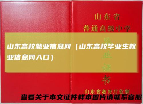 山东高校就业信息网（山东高校毕业生就业信息网入口）