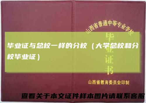 毕业证与总校一样的分校（大学总校和分校毕业证）