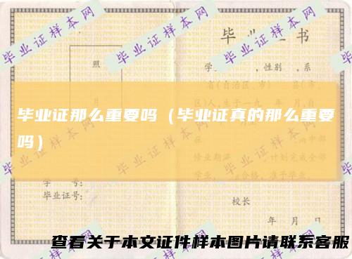 毕业证那么重要吗（毕业证真的那么重要吗）