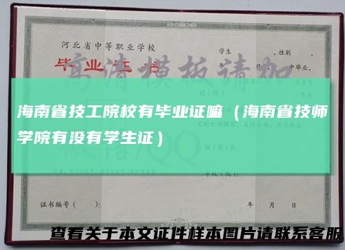 海南省技工院校有毕业证嘛（海南省技师学院有没有学生证）