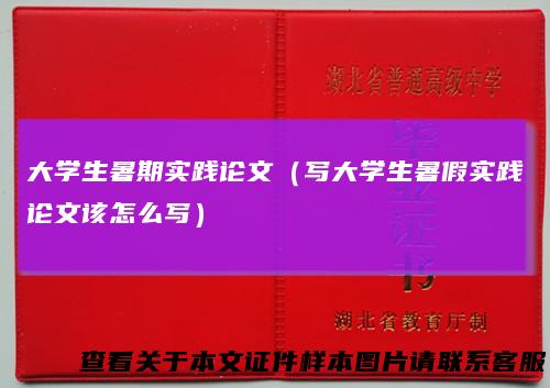 大学生暑期实践论文（写大学生暑假实践论文该怎么写）