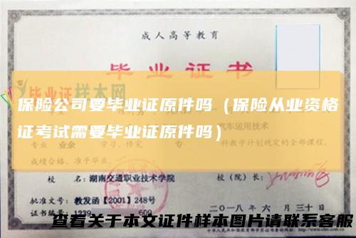 保险公司要毕业证原件吗（保险从业资格证考试需要毕业证原件吗）