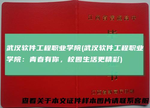 武汉软件工程职业学院(武汉软件工程职业学院：青春有你，校园生活更精彩)