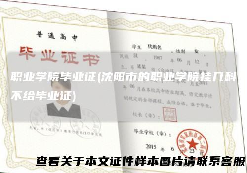 职业学院毕业证(沈阳市的职业学院挂几科不给毕业证)