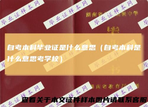 自考本科毕业证是什么意思（自考本科是什么意思考学校）