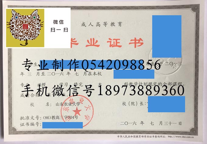 山东农业大学毕业证样本16年成人图片