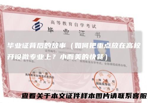 毕业证背后的故事（如何把重点放在高校开设微专业上？小而美的快餐）
