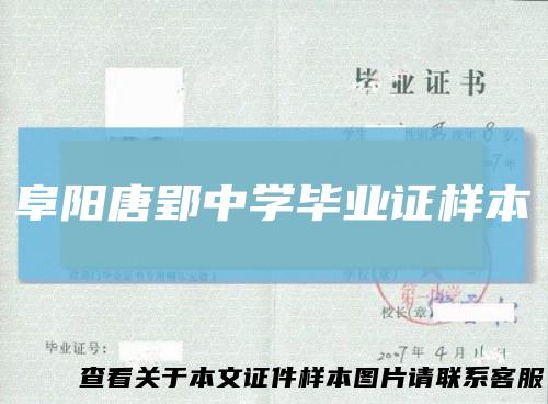 阜阳唐郢中学毕业证样本